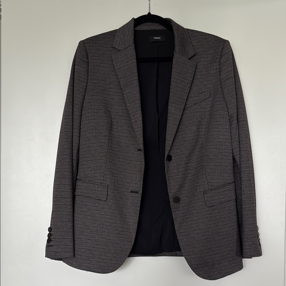 Theory Checked Pattern Single-Breasted Blazer